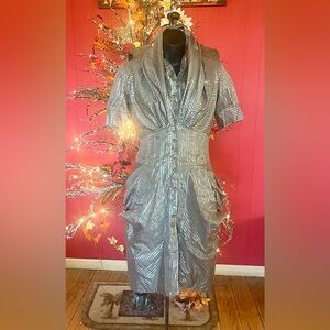 Vintage All Saints taupe sparkle bustle dress